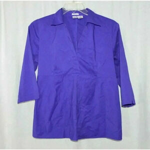 Duo Maternity Purple Blouse Top Shirt Stretch L